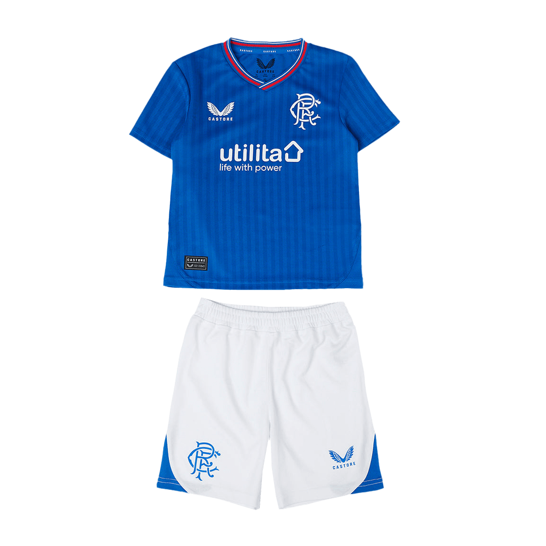 22c911144bcede694a9f606dbd9a9bec.png Glasgow Rangers Home Kids Jerseys Kit 2023/24 - Image 1